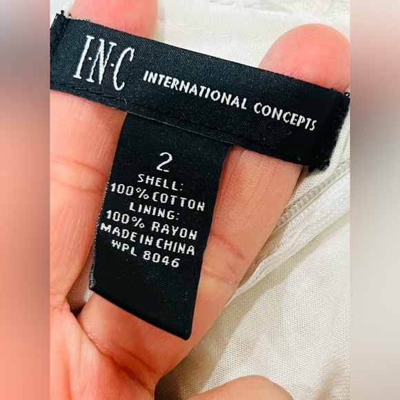 INC women’s dress size 2  white, layered dress with crochet on the top layer. - Picture 12 of 16